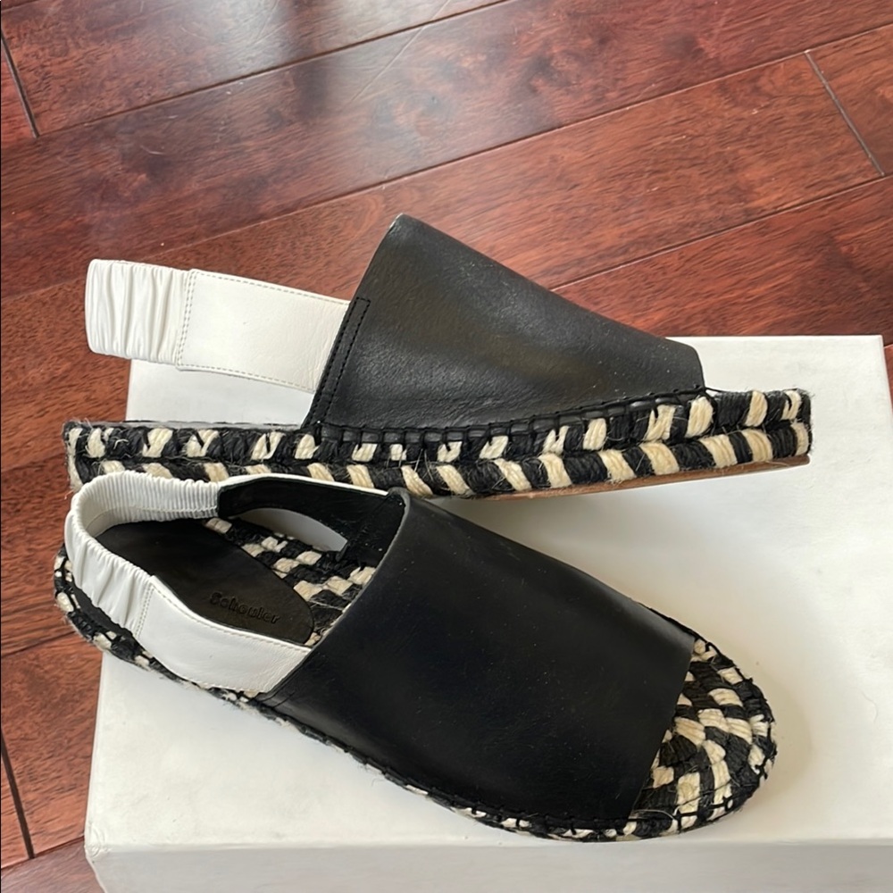 NIB Proenza Schouler Unique Open Toe Leather & Natural Fiber Flat Sandals 37
